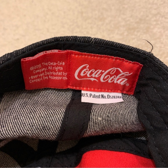 Coca-Cola Red Black Snapback Denim Baseball Cap Hat Metal Bottle Opener - Picture 12 of 12